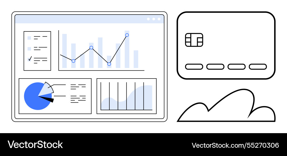 Digital dashboard with financial analytics Digital dashboard with financial analytics Vector Image