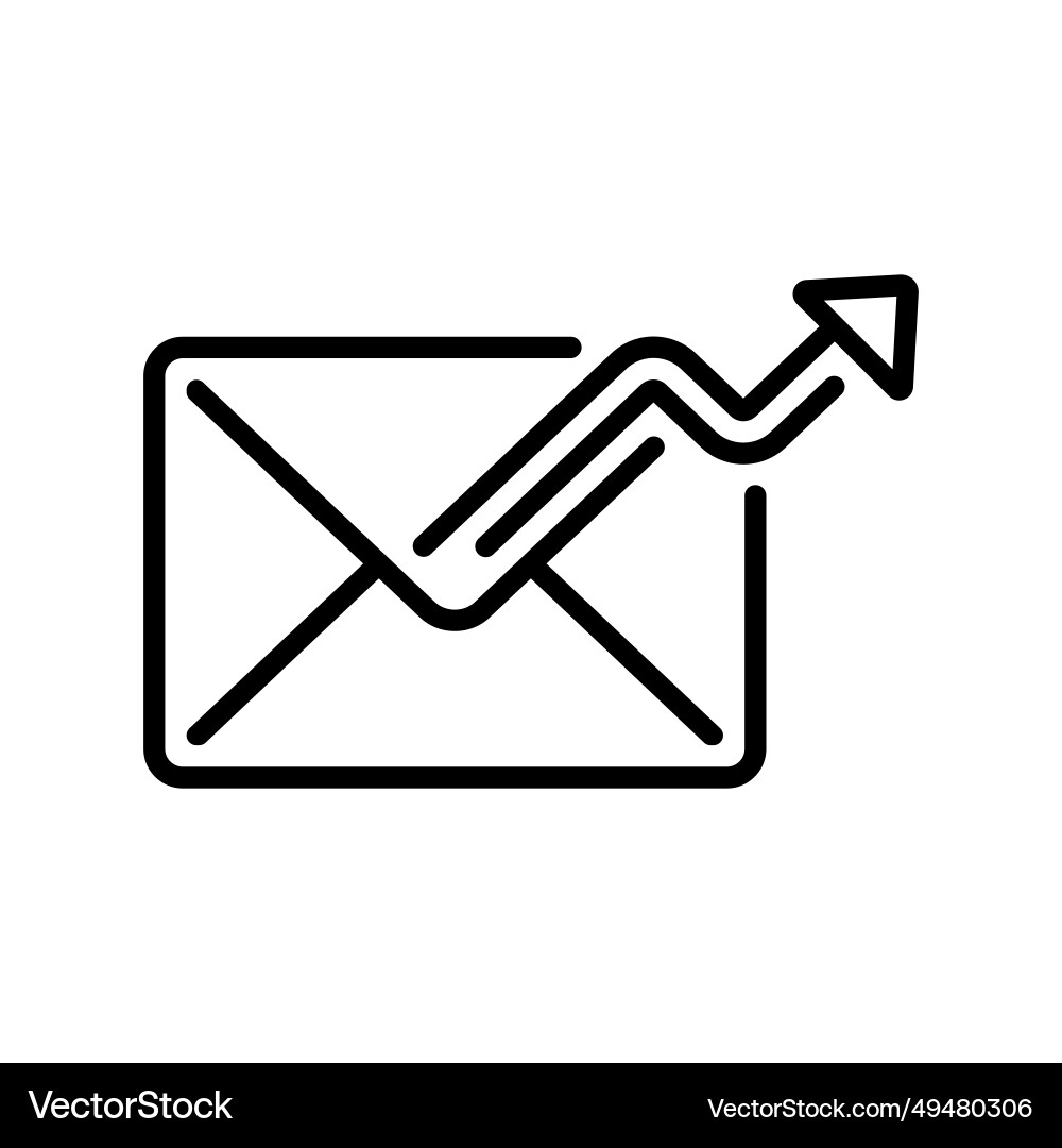 Email and increasing arrow icon in line style Email and increasing arrow icon in line style vector image