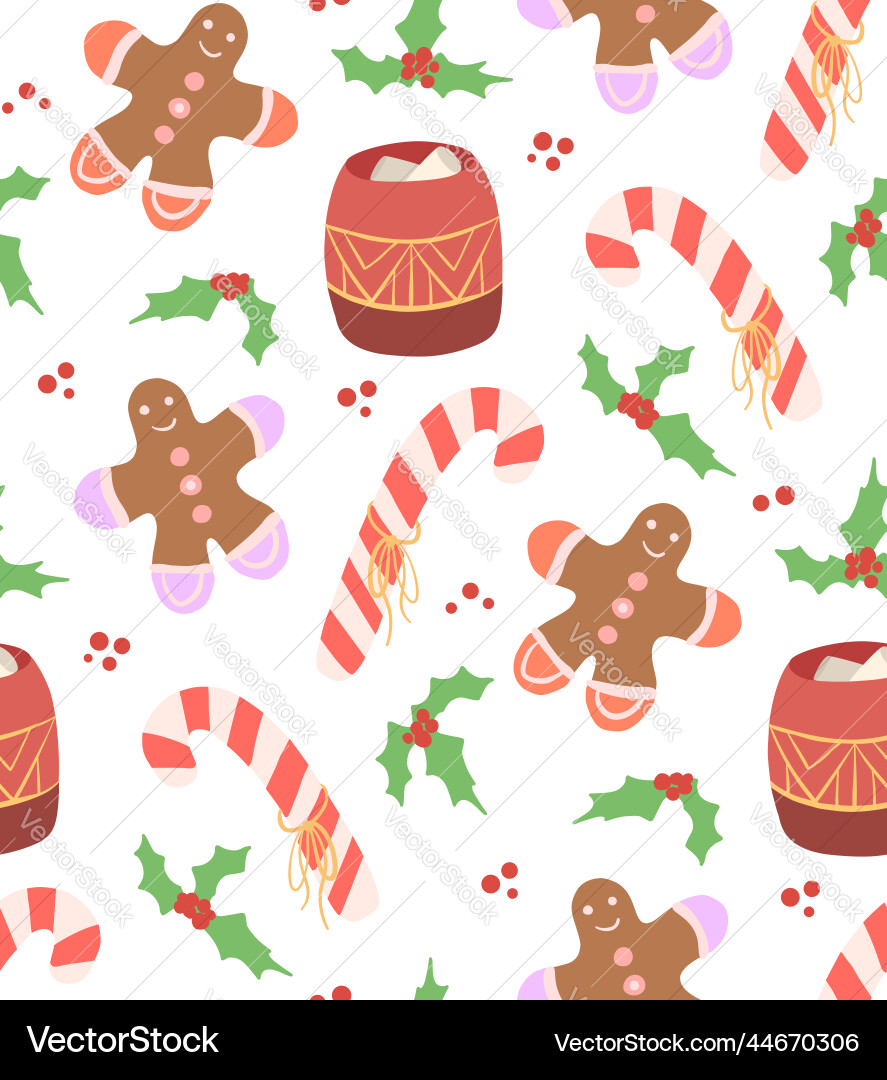 Gingerbread & Cocoa Christmas Pattern vector image