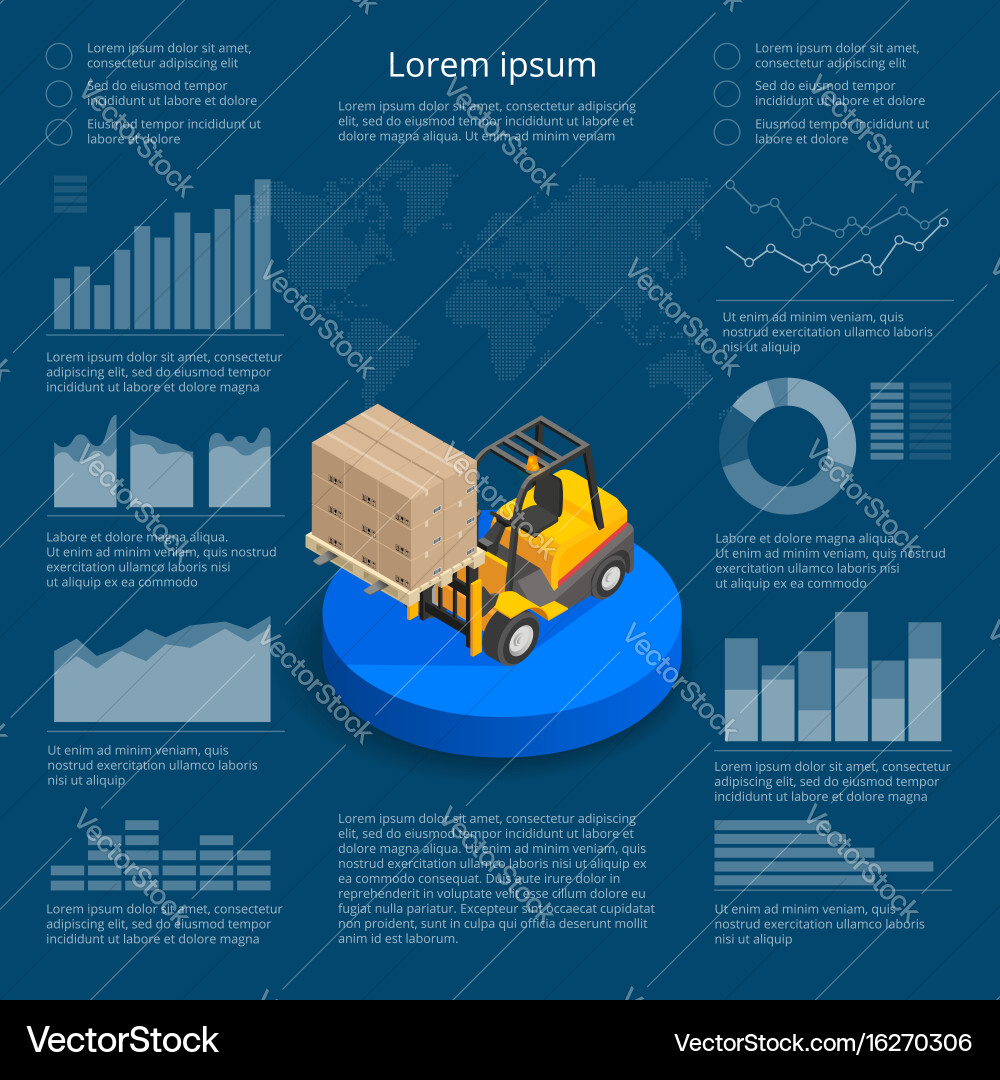 Infographics with data icons world map charts vector image