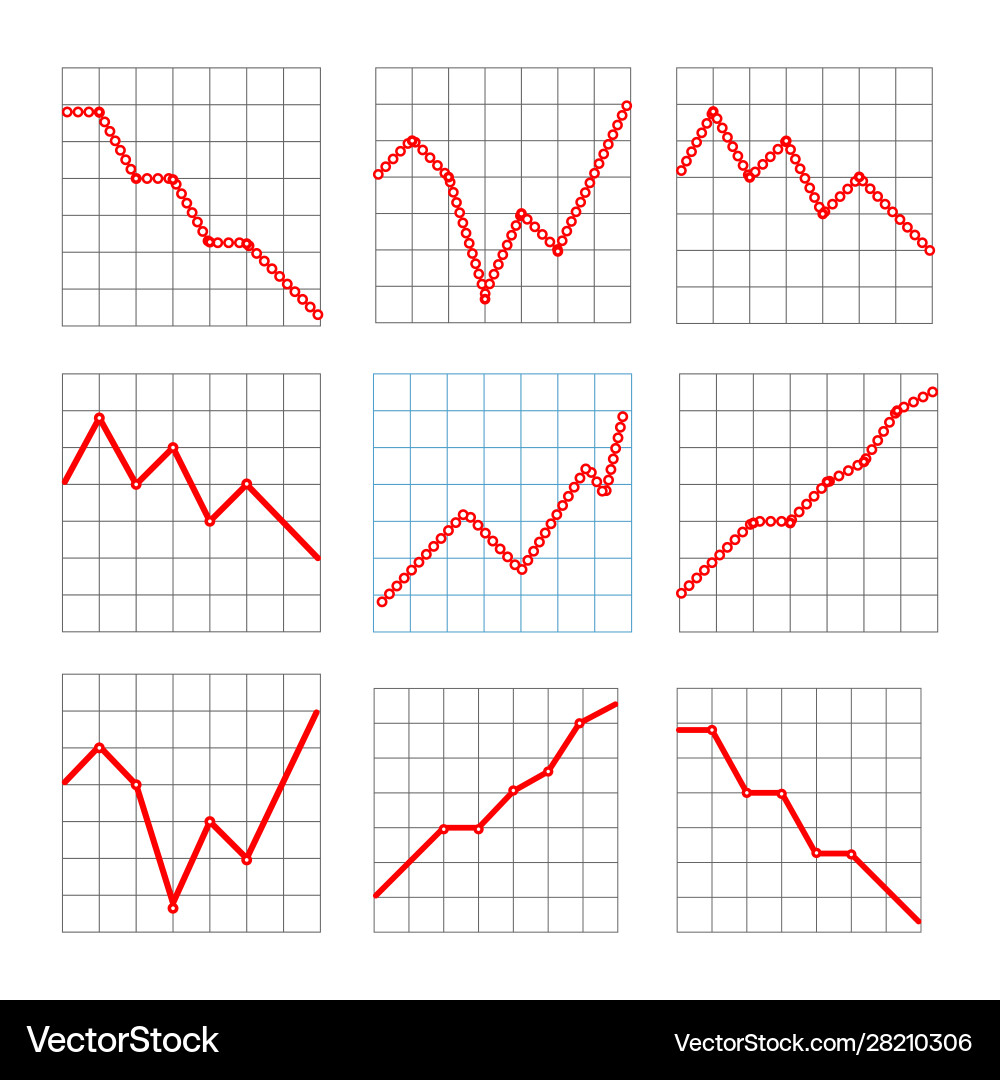 Line business graphs showing performance and sales Line business graphs showing performance and sales vector image