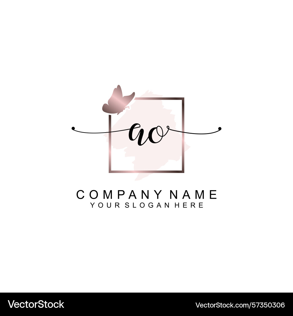 Minimalist handwritten ao initial logos with soft Minimalist handwritten ao initial logos with soft Vector Image
