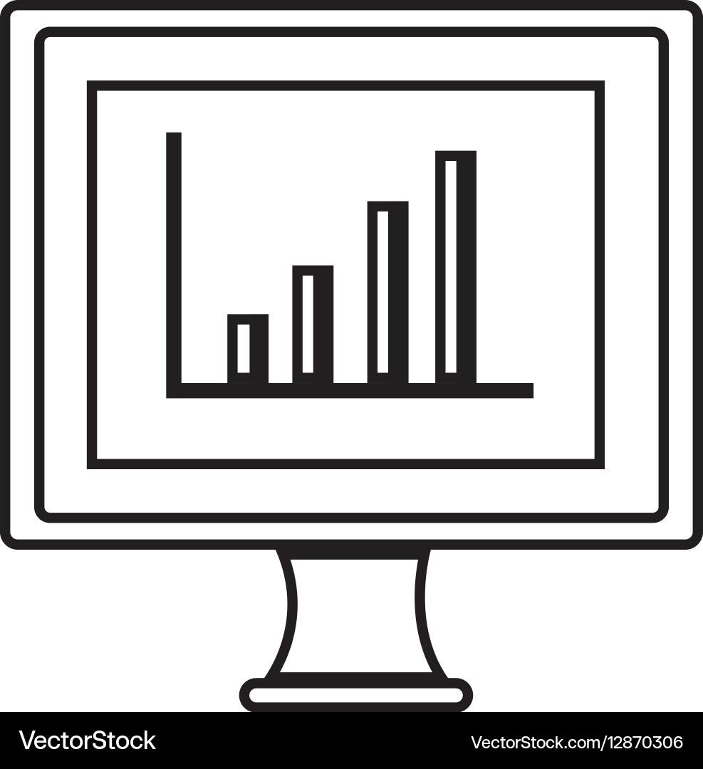 Monitor desktop computer with statistics graph Vector Image