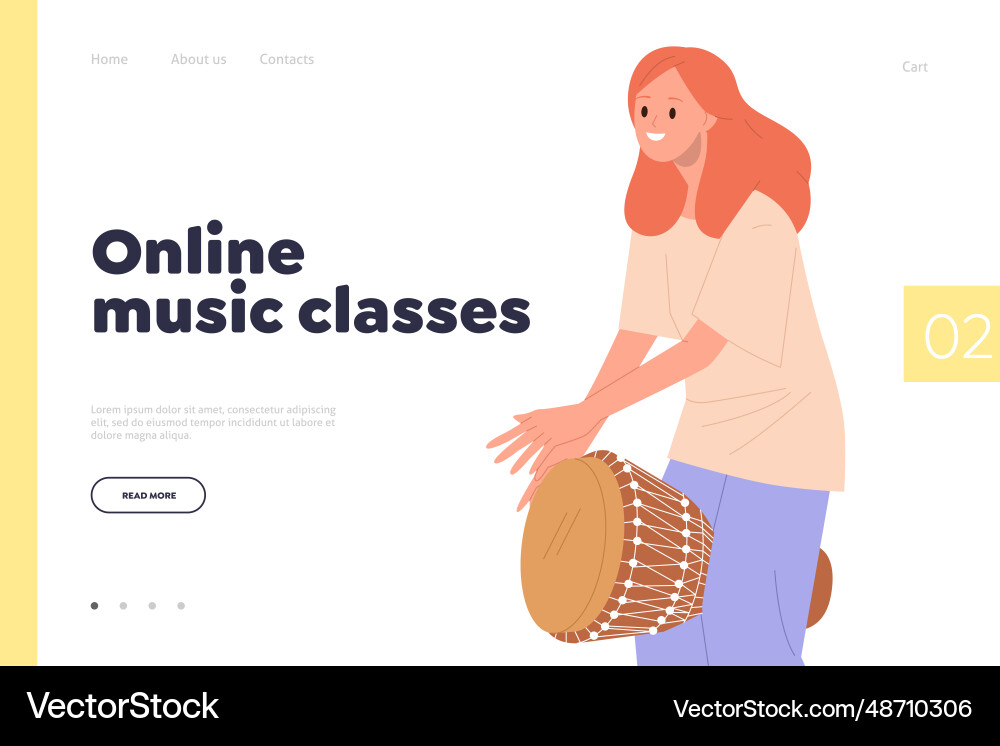 Online music classes landing page design template Vector Image