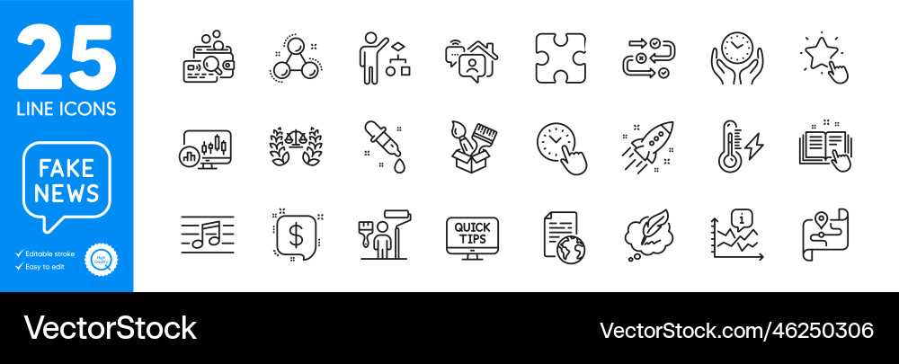 Outline icons set map candlestick chart Vector Image