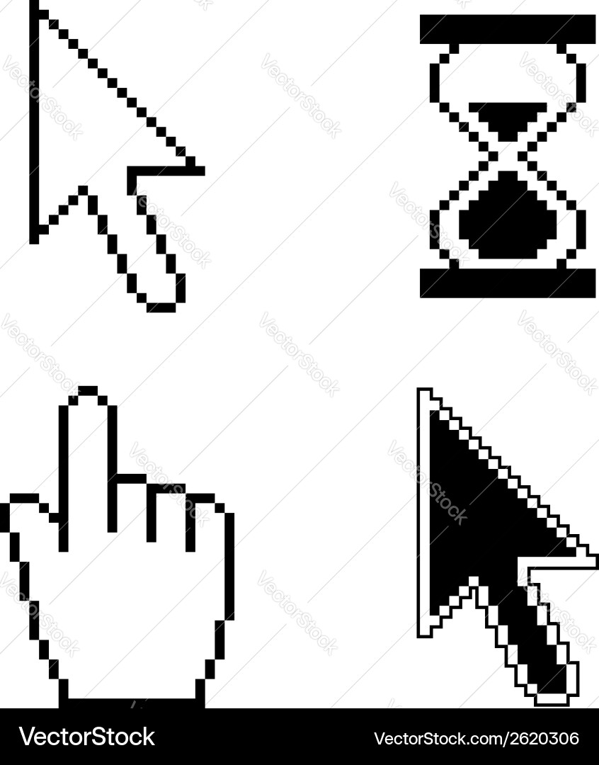 Pixel cursor icons vector image