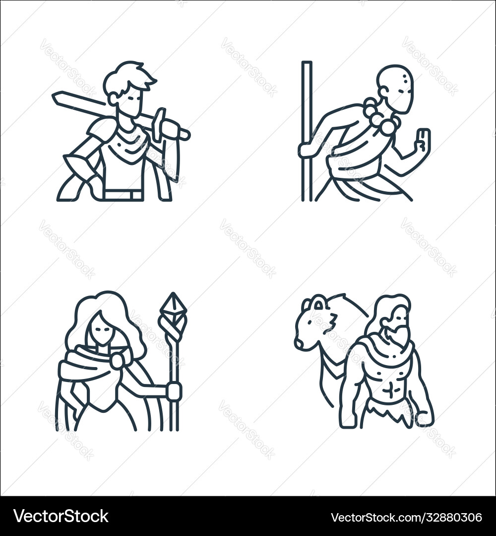 Roleplaying avatars line icons linear set quality Roleplaying avatars line icons linear set quality Vector Image