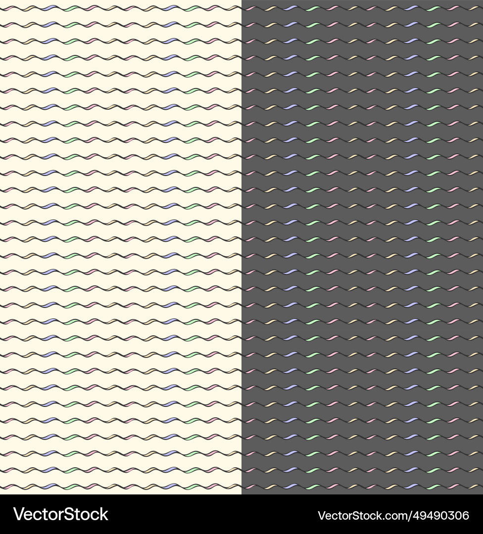 Scribbled wave line seamless patterns set of 2 Scribbled wave line seamless patterns set of 2 Vector Image