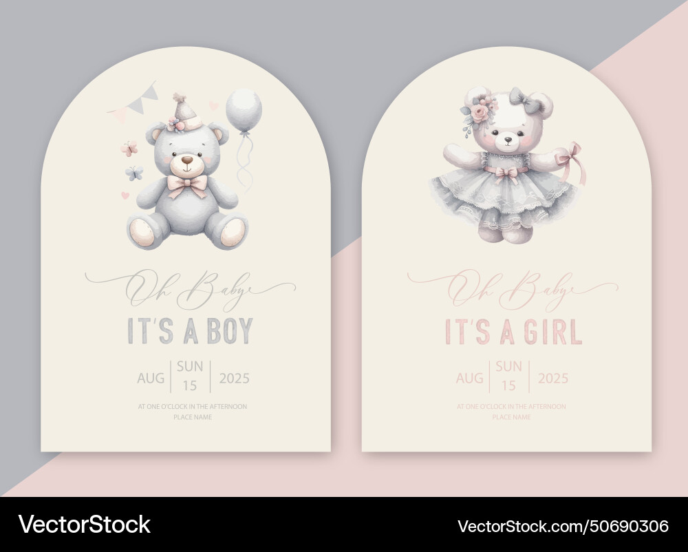 Süße Babydusche Aquarellbogen Einladungskarte Süße Babydusche Aquarellbogen Einladungskarte vektorbild