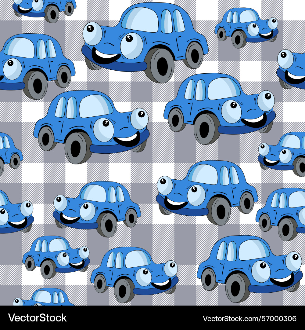 Seamless pattern with cute car on color background Seamless pattern with cute car on color background vector image