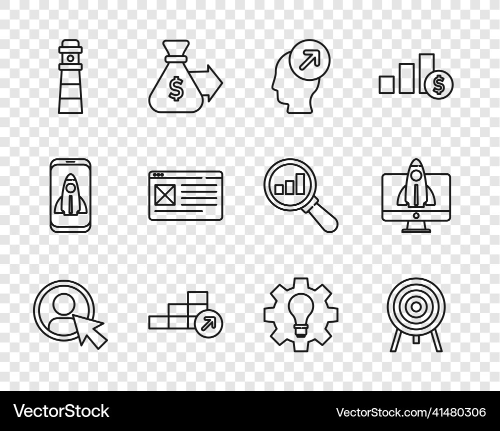 Set line create account screen target head Set line create account screen target head Vector Image