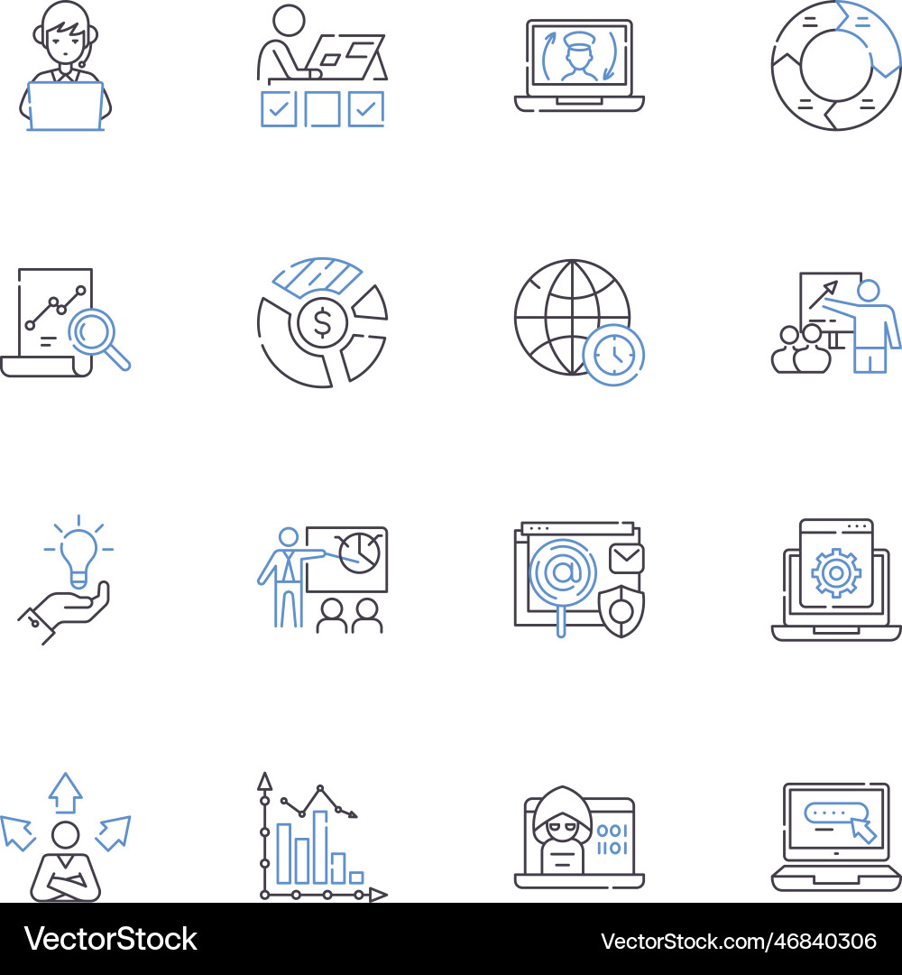 Technical support line icons collection Technical support line icons collection Vector Image