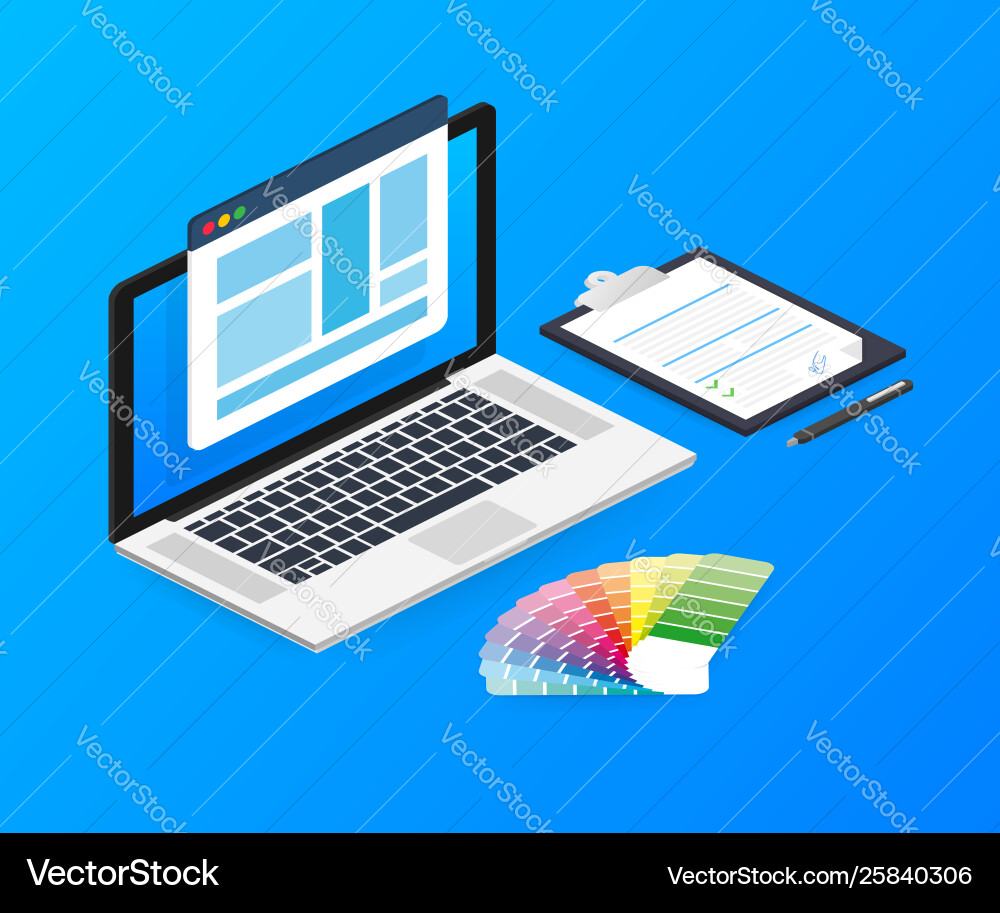 Web design concept creating websites designed Web design concept creating websites designed vector image
