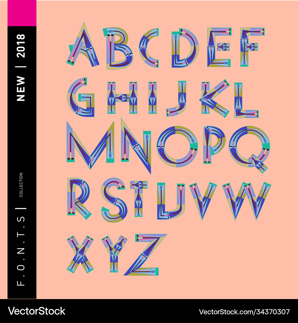 Abstract colorful font and alphabet Vector Image