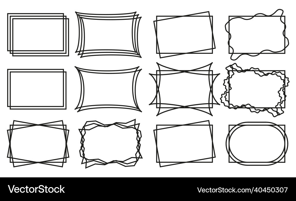 Black geometric frames with rectangle shape art Black geometric frames with rectangle shape art vector image