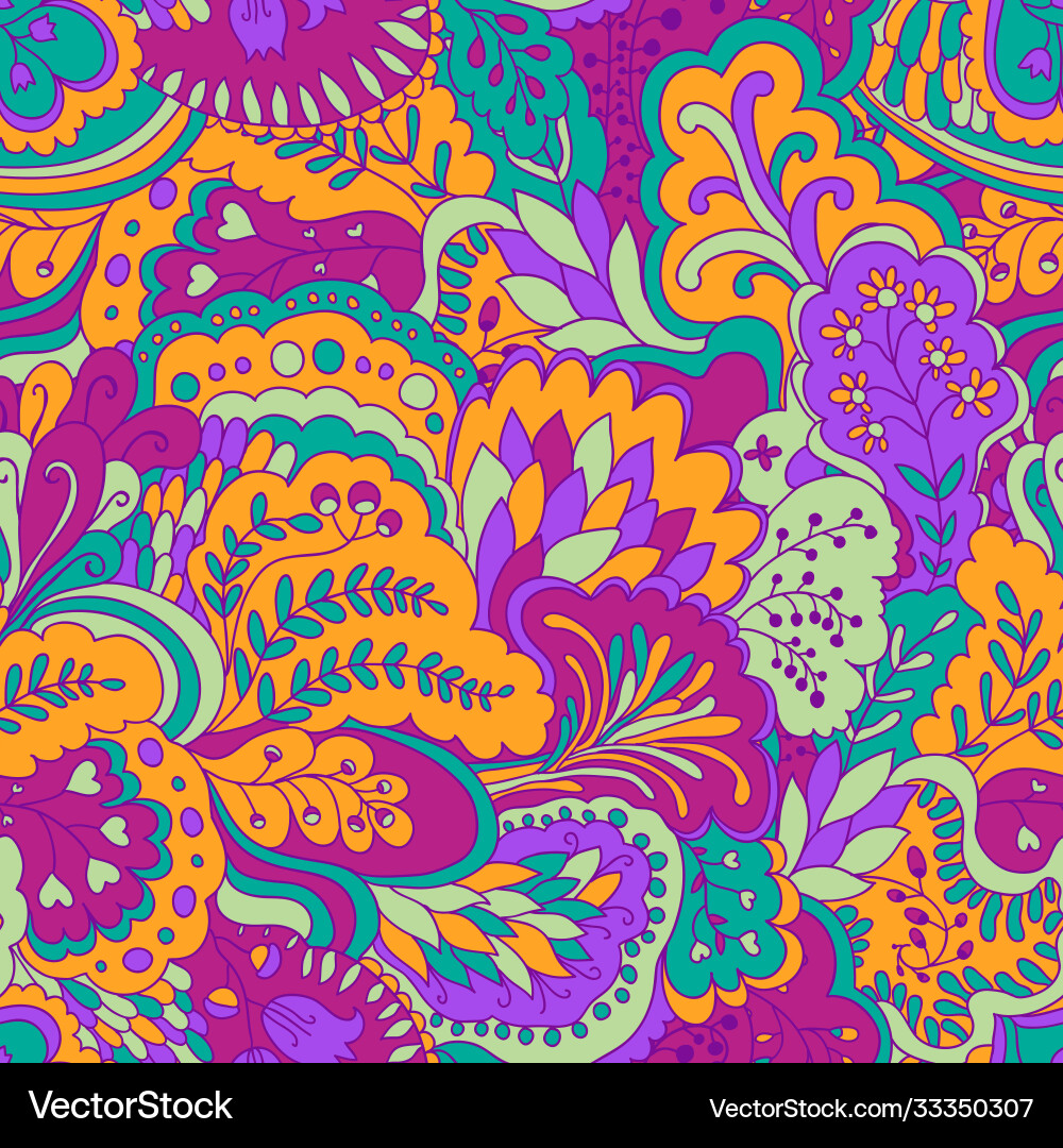 Bright psychedelic pattern with colorful curly Vector Image