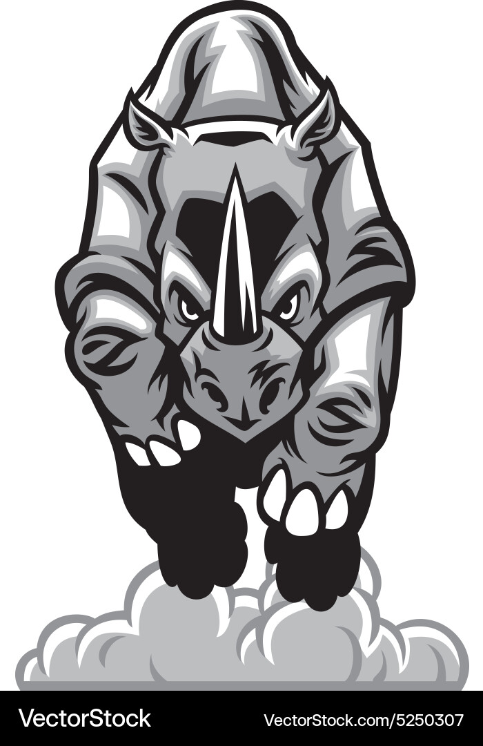 Charging Rhino Mascot vector image
