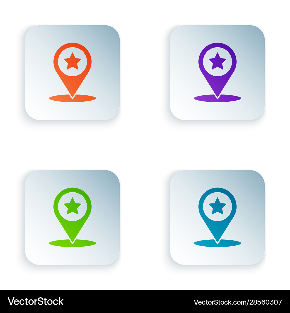 Color map pointer with star icon isolated on white Color map pointer with star icon isolated on white vector image