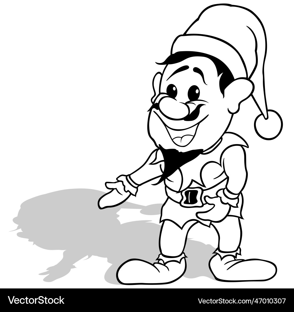 Drawing of a standing dwarf with smile vector image