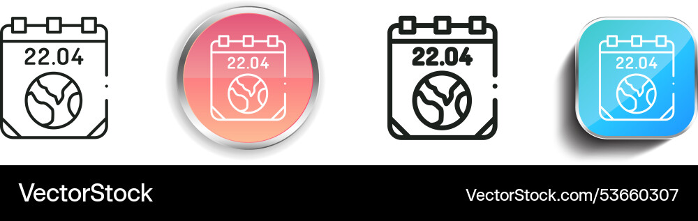Earth day icon thin linear regular and button Earth day icon thin linear regular and button vector image