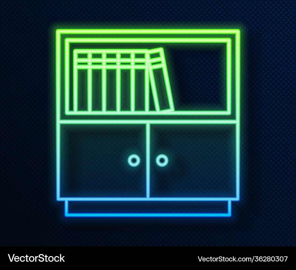 Glowing neon line library bookshelf icon isolated Glowing neon line library bookshelf icon isolated vector image
