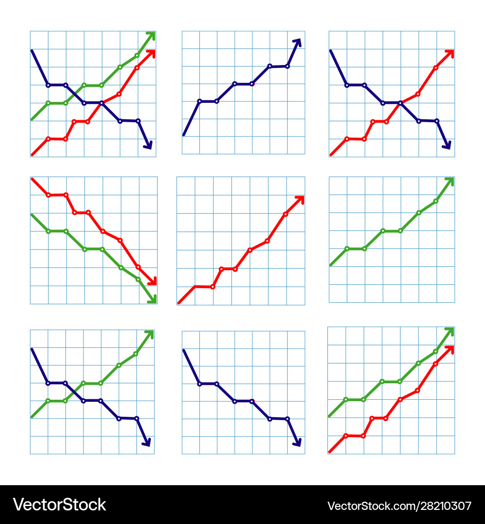 Line business graphs showing performance and sales vector image