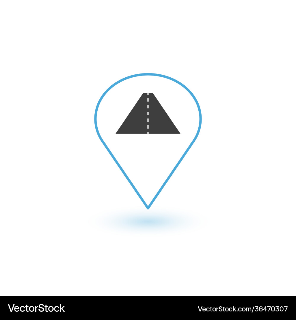 Linear navigation marker map pin with road icon Linear navigation marker map pin with road icon Vector Image