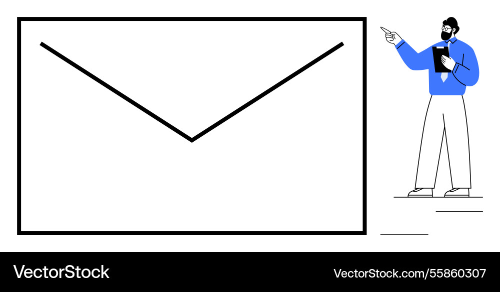 Man pointing at large envelope image symbolizing Vector Image
