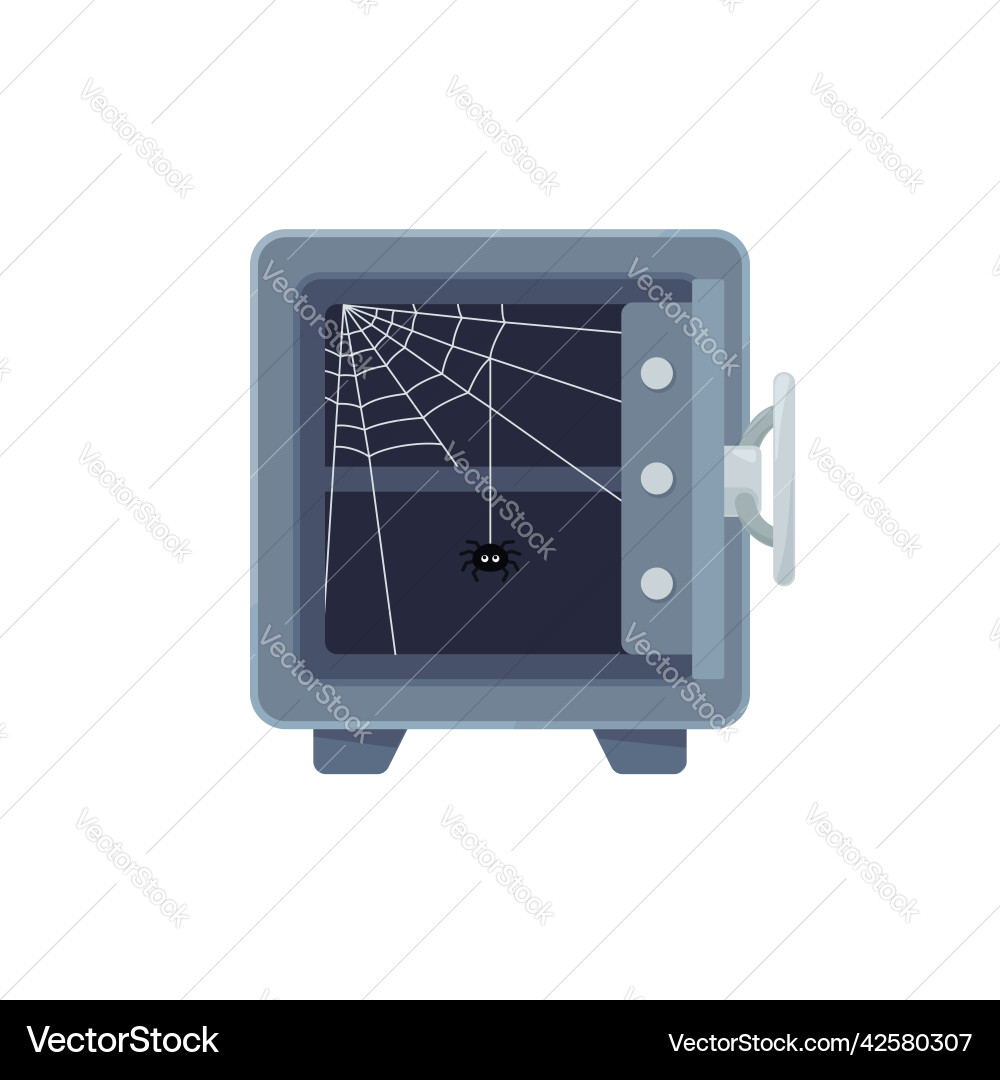Open empty bank safe with spider web inside Open empty bank safe with spider web inside vector image