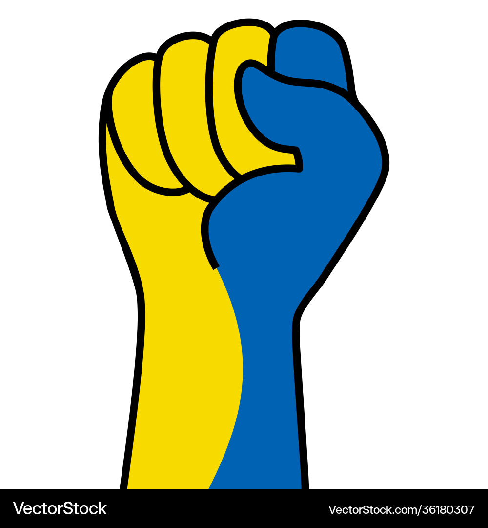 Raised ukrainian fist flag hand ukraine Raised ukrainian fist flag hand ukraine vector image