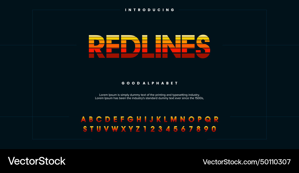 Red Lines Abstract Alphabet Font vector image