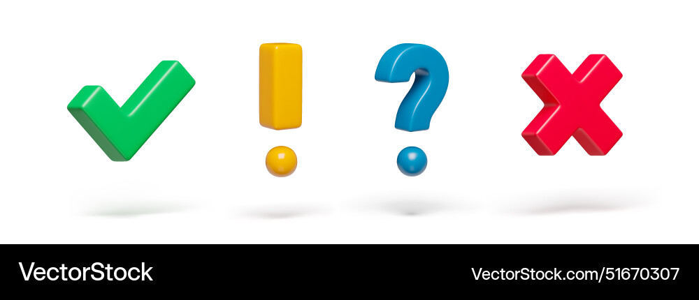 Right wrong and exclamation question check marks Right wrong and exclamation question check marks vector image