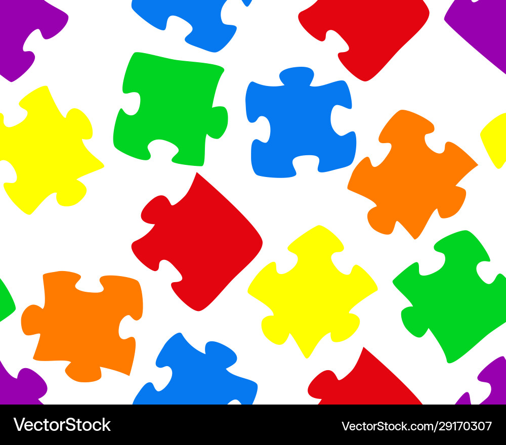 Seamless pattern with colorful puzzle Seamless pattern with colorful puzzle Vector Image