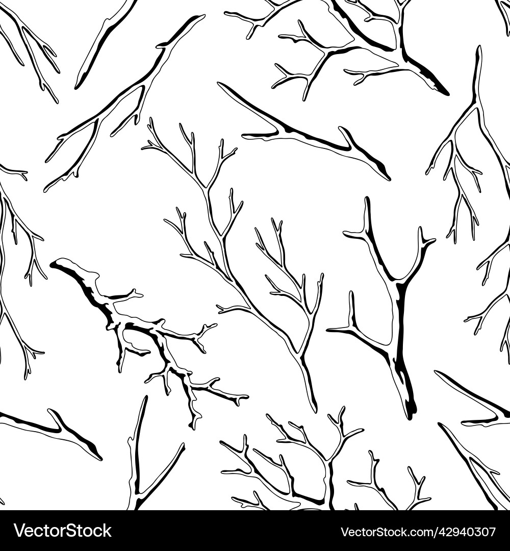 Seamless pattern with dry bare branches vector image