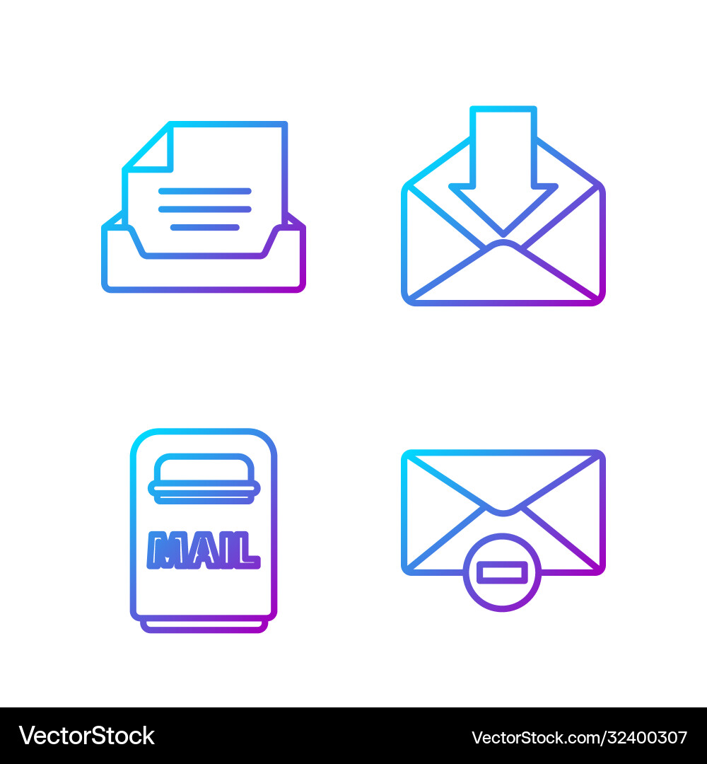 Set line delete envelope mail box drawer Set line delete envelope mail box drawer vector image