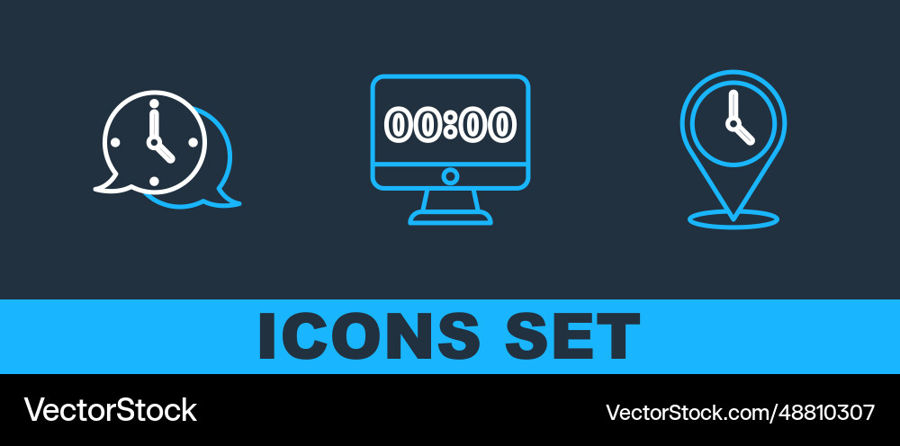 Set line location with clock speech bubble Vector Image