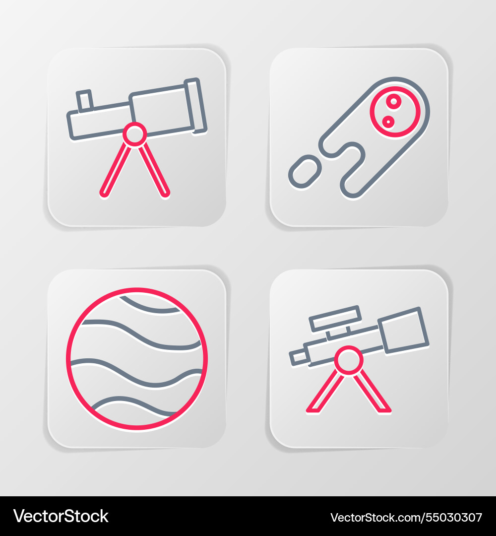 Set line telescope planet comet falling down fast Set line telescope planet comet falling down fast vector image
