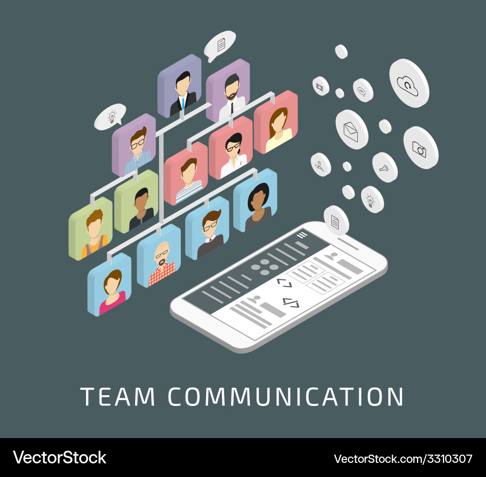 Team communication via smartphone app Vector Image