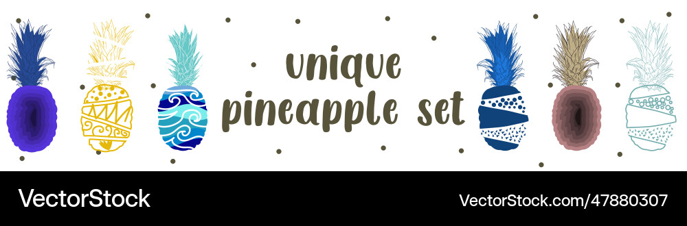 Unique abstract pineapple set for pattern Unique abstract pineapple set for pattern vector image