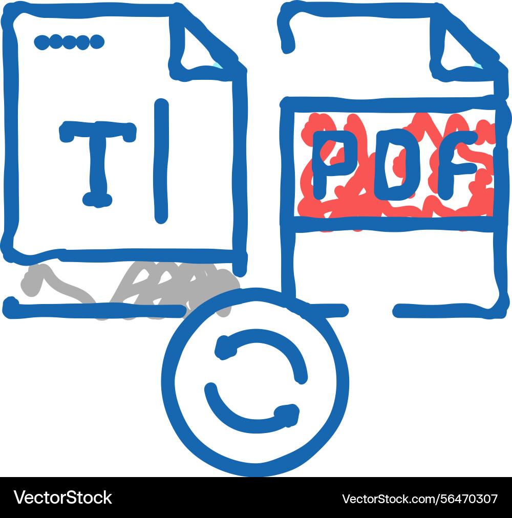 Write text in pdf file icon doodle vector image