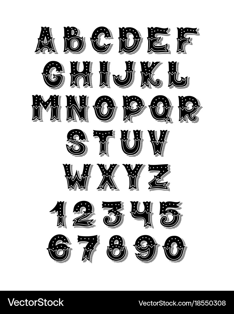 Alphabet design set numbers and letters vector image