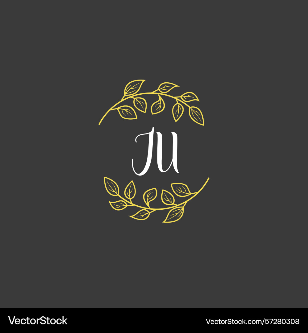 Botanical monogram logos with initial ju Vector Image
