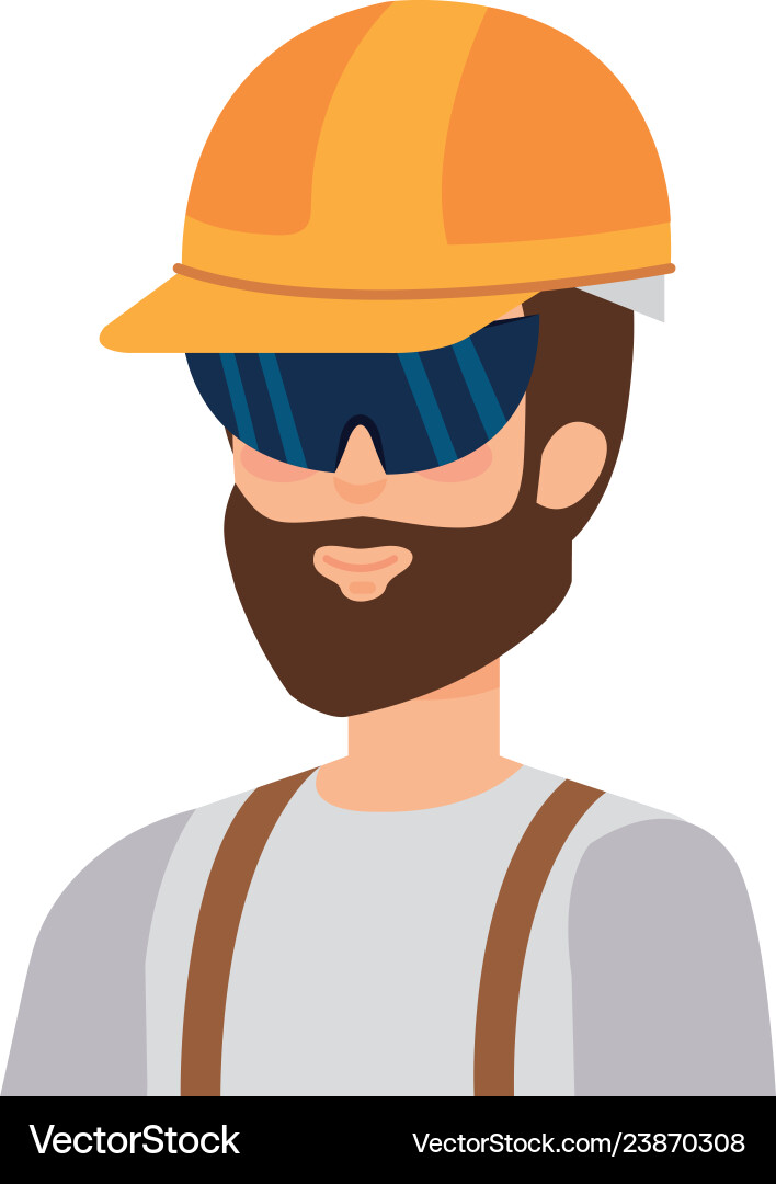 Builder constructor with helmet and goggles Builder constructor with helmet and goggles vector image