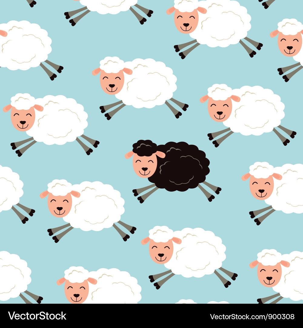 Cheerful Flock of Sheep Vector Image