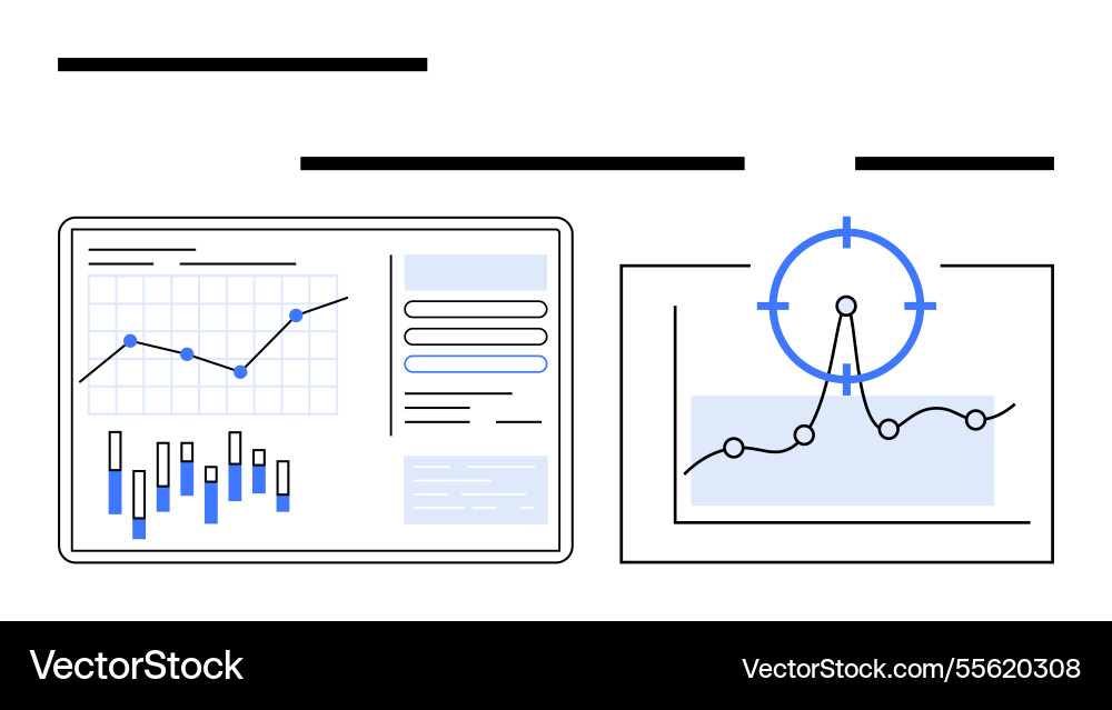 Data analytics dashboard with graphs charts Data analytics dashboard with graphs charts vector image