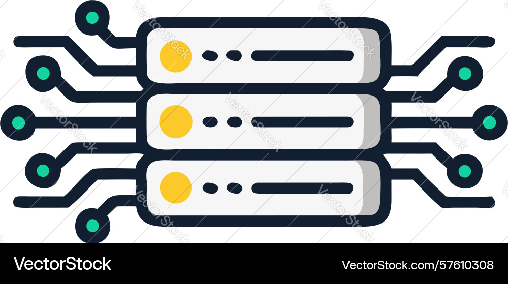 Data server rack with network cables vector image