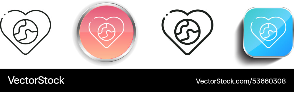 Earth day icon thin linear regular and button Earth day icon thin linear regular and button vector image