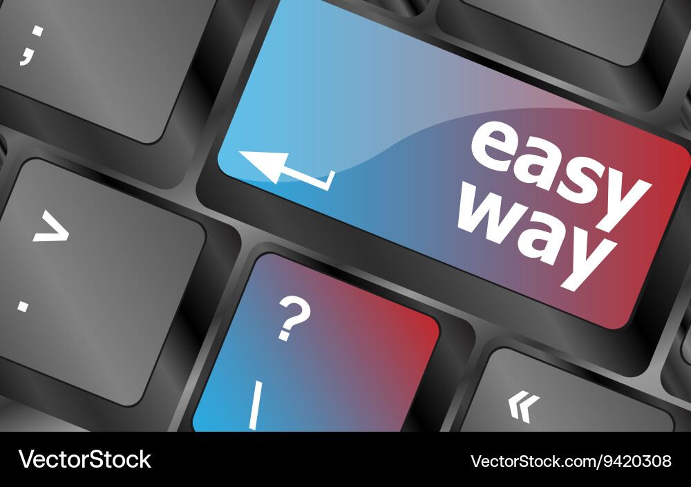 Easy way green button on the keyboard close-up Vector Image