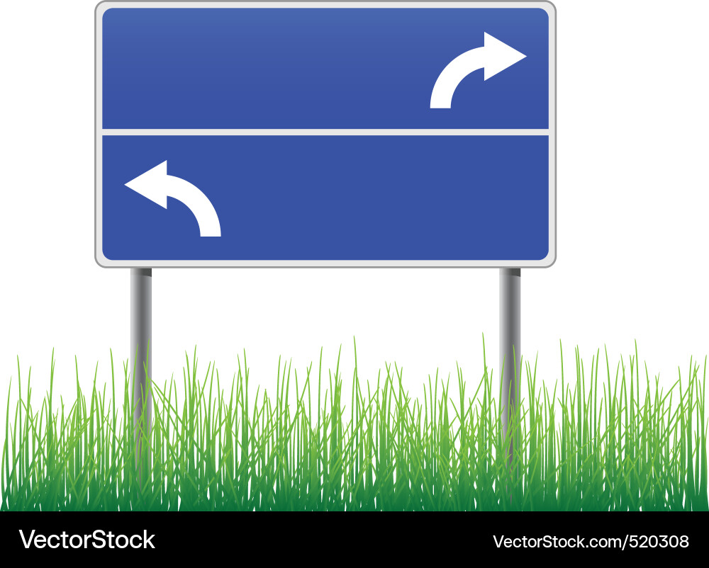 Empty signpost with arrows grass below vector image