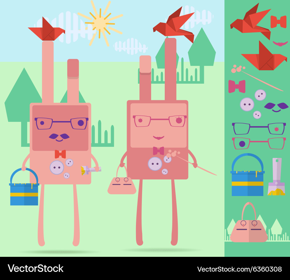 Familie rosa Kaninchen Lizenzfreies Vektorbild